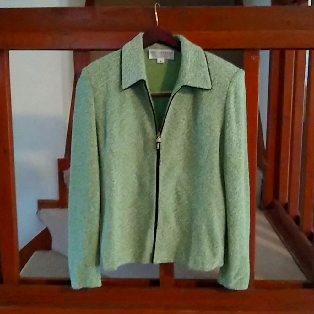 Authentic St. John Knit Green Jacket Sz 4